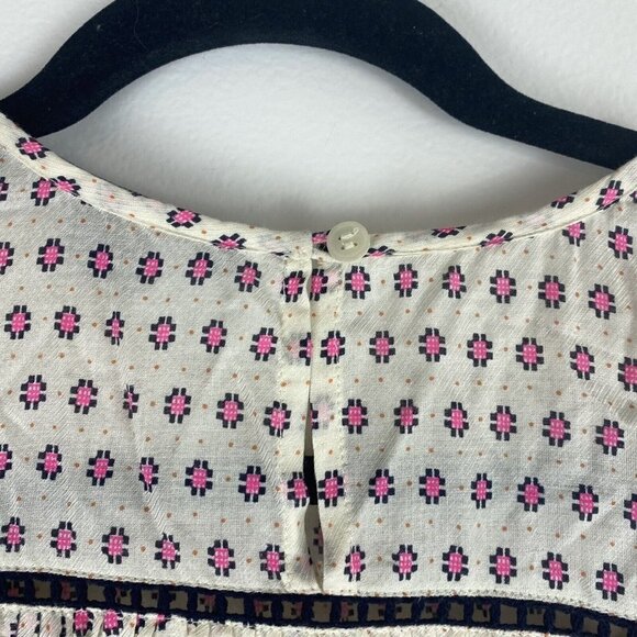 French Connection Womens Blouse Size 2 Modal Bell Sleeve Geometric Polka Dot Top - Picture 6 of 10